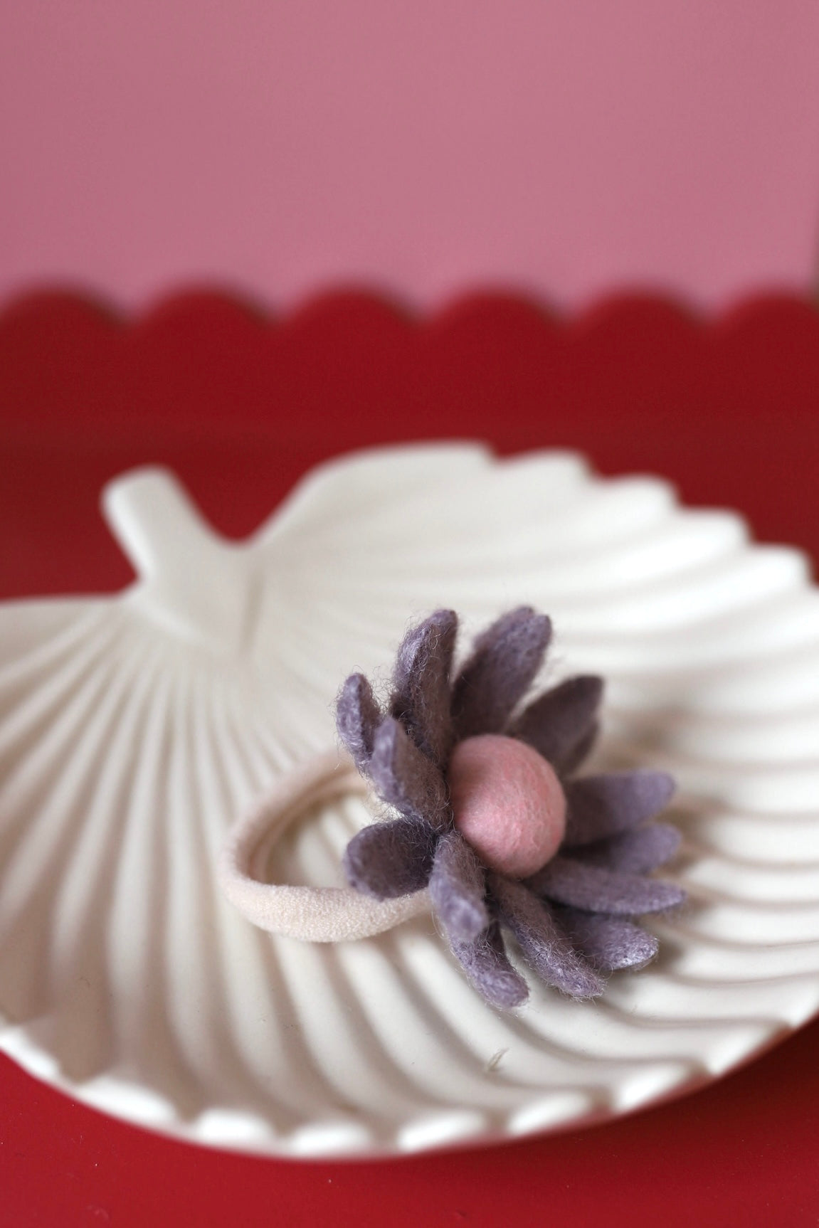 Haarelastiekjes - Wool Flower paars