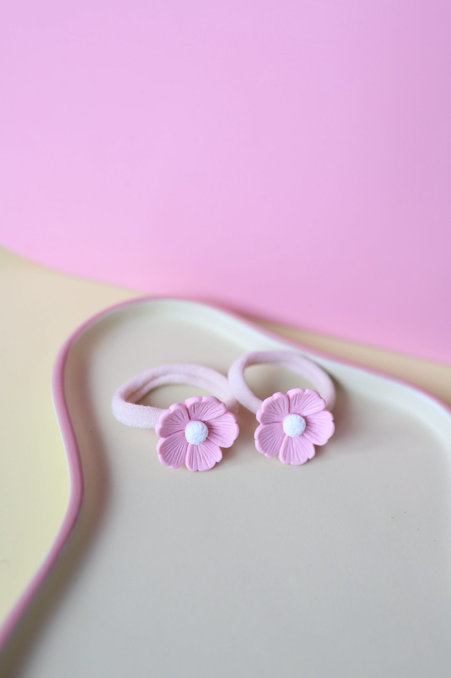 Haarelastiekjes - bloemetje roze GROOT