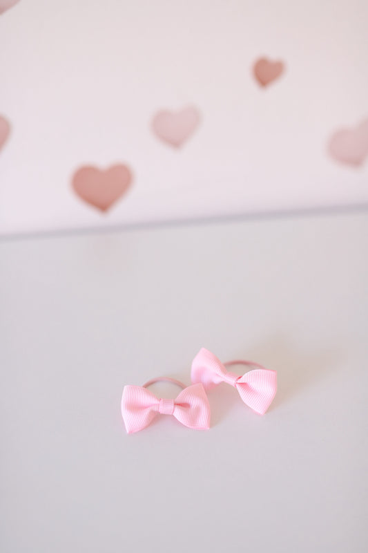 Haarelastiekjes - stoffen strikje roze