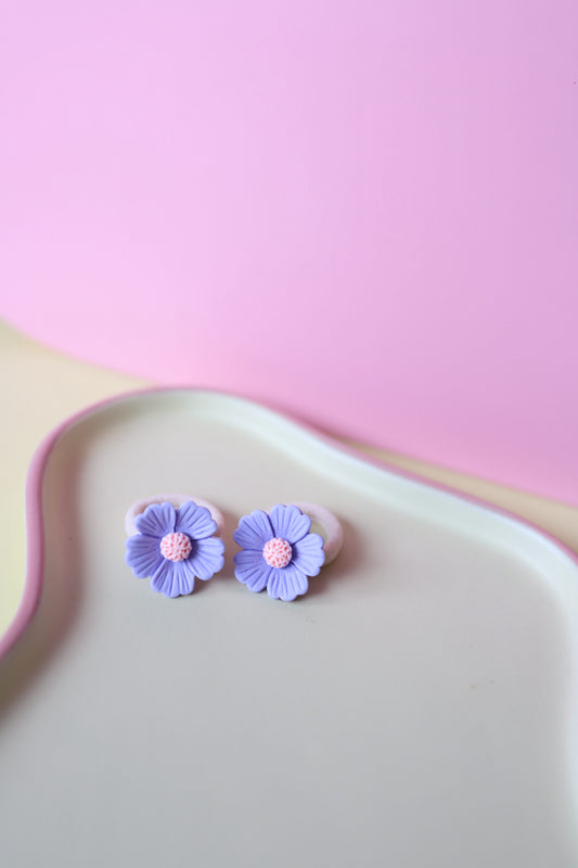 Haarelastiekjes - bloemetje lila