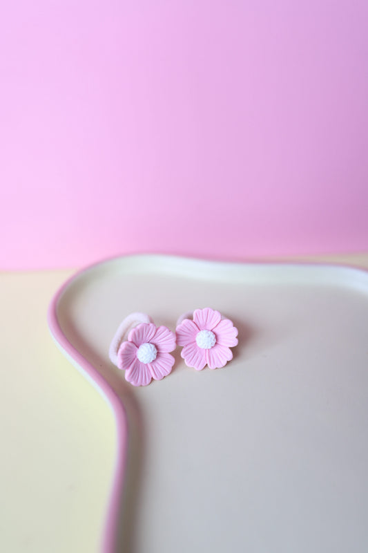 Haarelastiekjes - bloemetje roze