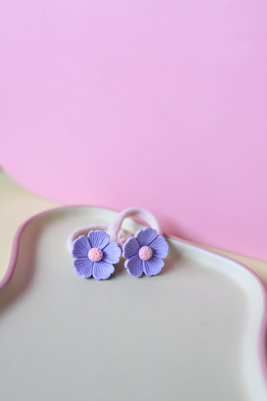 Haarelastiekjes - bloemetje lila GROOT