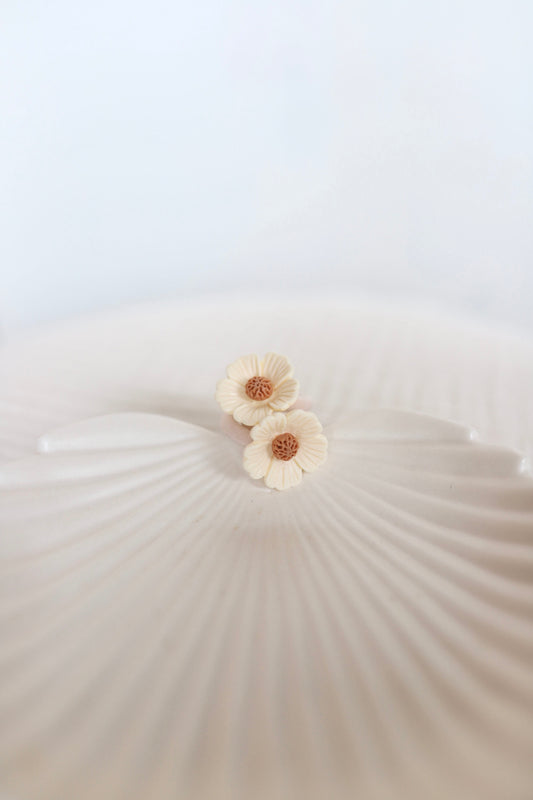 Haarelastiekjes - flowers beige