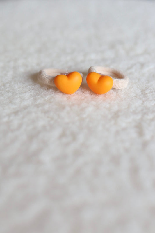 Haarelastiekjes - mini hartje oranje