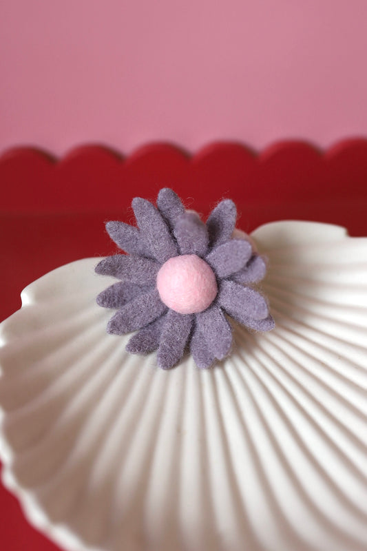 Haarelastiekjes - Wool Flower paars