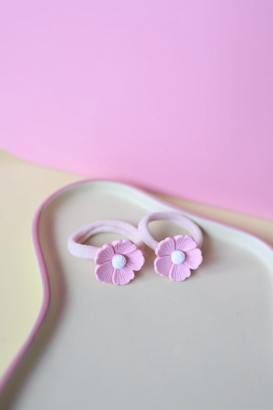 Haarelastiekjes - bloemetje roze GROOT