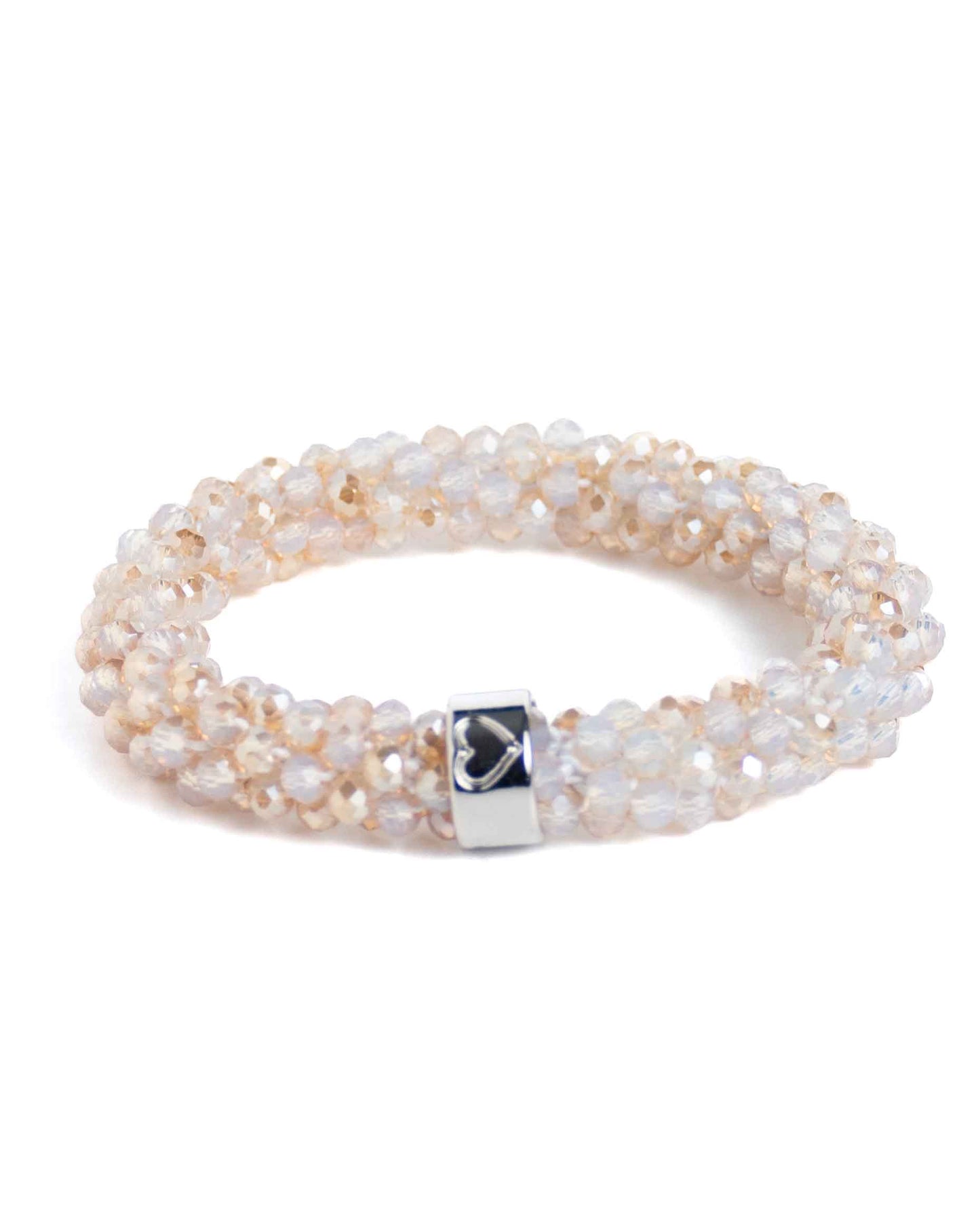 Haarelastiekjes - beadz beige champagne (zilver)