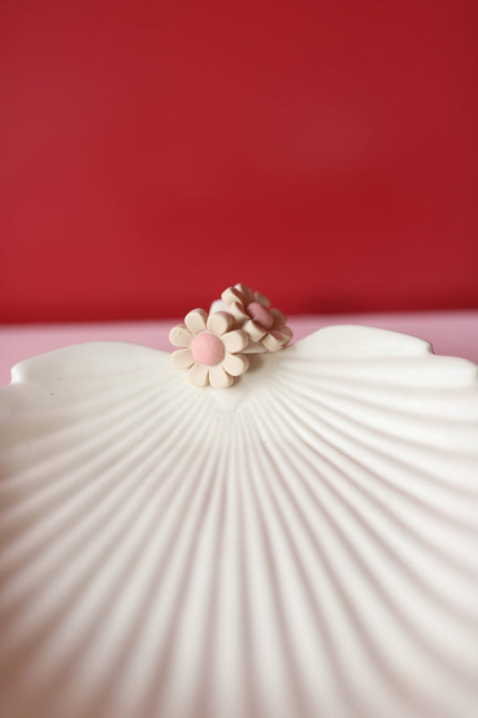 Haarelastiekjes - Bloem beige