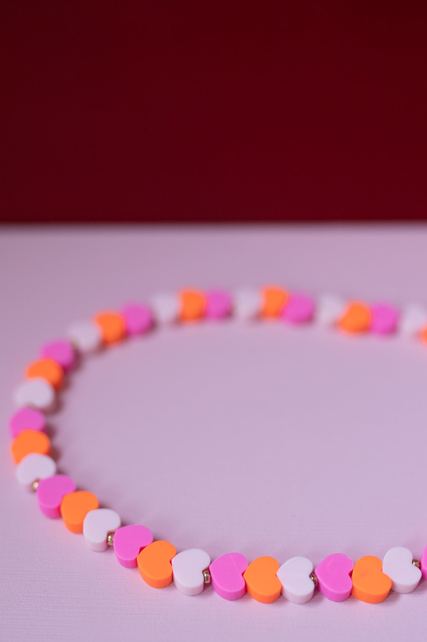 Kinderketting - hartjes roze oranje